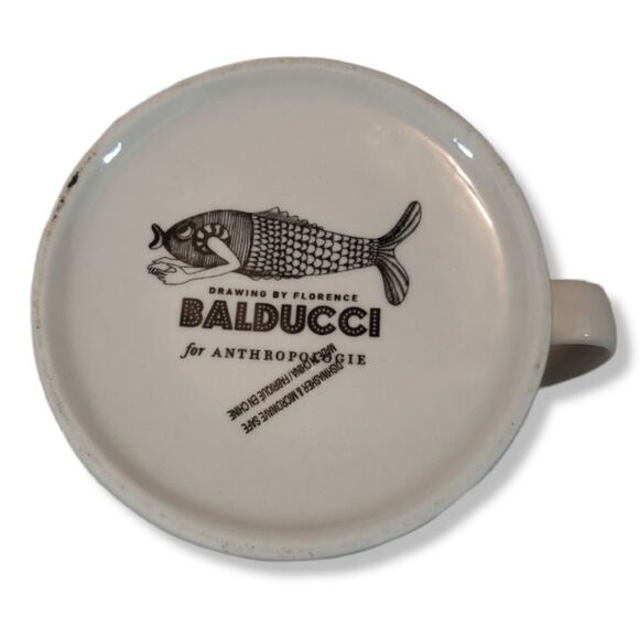 Anthropologie Mug Monogram B Bicycle Drawing By Florence Balducci Cyclist Biking - Picture 3 of 5